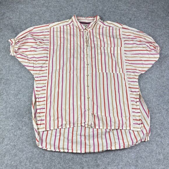 Pilcro Anthropologie Painter Buttondown Shirt Top Womens S Striped Oversized - Picture 1 of 13